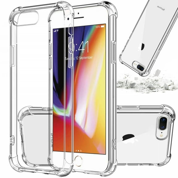 Phone Case Compatible For iPhone 7 Plus & 8 Plus Case, Crystal Clear Anti-Scratch Shock Absorption Hard Phone Cover, TPU Bumper with Reinforced Corners