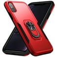 thumbnail image 1 of Phone Case Compatible with iPhone X/XS, Cover with Magnetic Ring Holder Stand Hybrid Rugged Shockproof Drop Proof Heavy Duty Cell Accessories for iPhone X/XS Women Men, Red/Black, 1 of 8