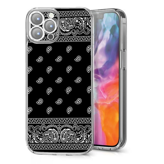 Phone Case Compatible with iPhone 16 Case Black Aesthetic Bandana Funny Silicone Royal Soft Shockproof Side Striped Phone Cover
