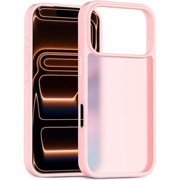 Phone Case Compatible with iPhone 17 Pro Max, Pink Case Translucent Protective Bumper Matte Hard Back Cover for 6.9 Inch