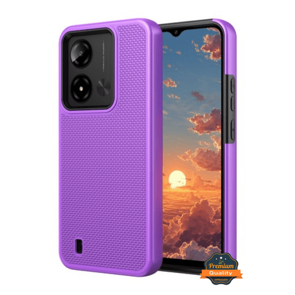 Phone Case Cover for Cloud Mobile Stratus C8 Prime Dual Layer Slim & Tough Hybrid Shockproof Heavy Duty TPU Matte with Textured Rugged Shell Protection (Purple)
