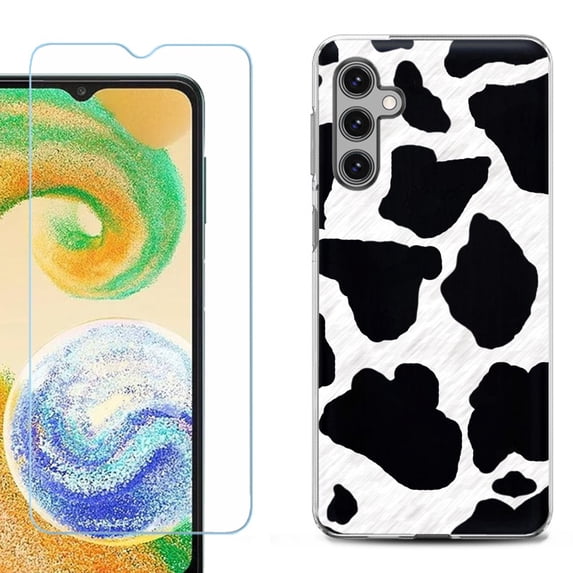 Phone Case Cover for Samsung Galaxy A35 5G, with Tempered Glass Screen Protector, by OneToughShield - Cow Skin Design
