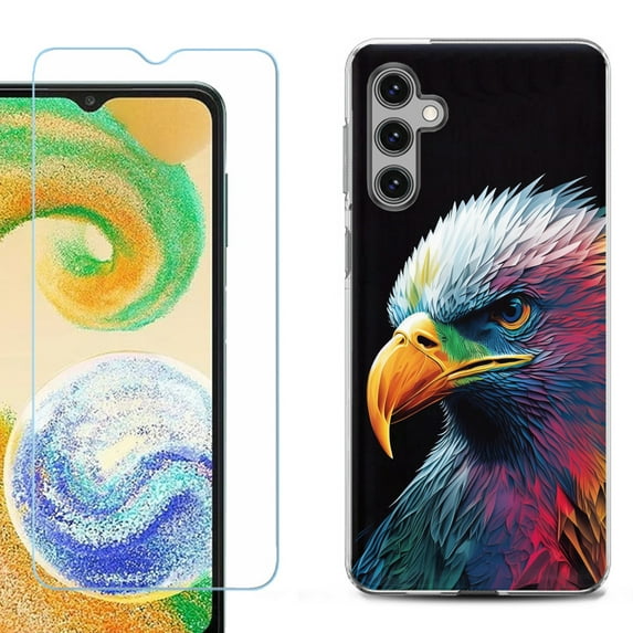 Phone Case Cover for Samsung Galaxy A35 5G, with Tempered Glass Screen Protector, by OneToughShield - Geometric Eagle