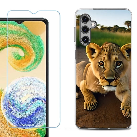 Phone Case Cover for Samsung Galaxy A35 5G, with Tempered Glass Screen Protector, by OneToughShield - Lion Cub