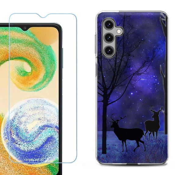Phone Case Cover for Samsung Galaxy A35 5G, with Tempered Glass Screen Protector, by OneToughShield - Midnight Forest