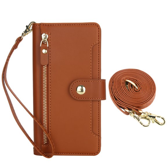Phone Case: Crossbody Flip Wallet Phone Case Compatible with for for galaxy A17, A07, A56, A36, A26 4G 5G, Made of PU Faux Leather with a Zipper Card Slot And RFID Blocking
