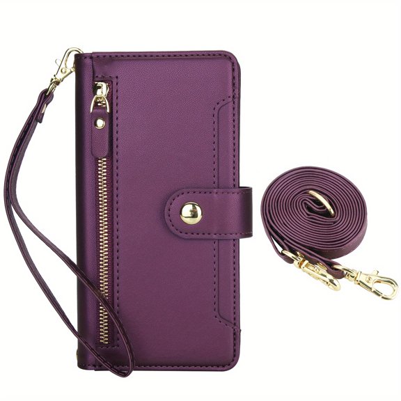 Phone Case: Crossbody Flip Wallet Phone Case Compatible with for for galaxy A17, A07, A56, A36, A26 4G 5G, Made of PU Faux Leather with a Zipper Card Slot And RFID Blocking