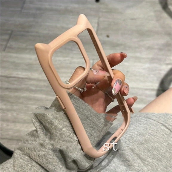 Phone Case: Cute Cartoon Cat Ear Clear Phone Case for IPhone17 Air 16 Pro Max 15 Plus 14 13 Pro 12 11 Pro Max XR Lovely Animal Lens Protection Cover