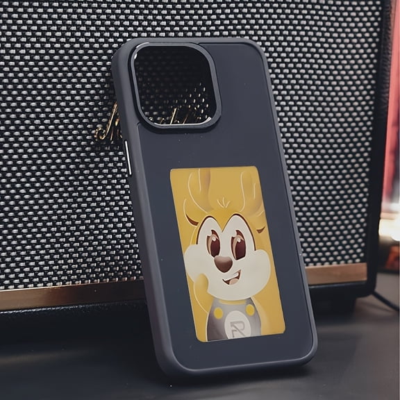 Phone Case: DIY Black Tech E-Ink Screen Phone Case, Work Progress Onto the Case Without Charging, Displaying Photos Directly on Your Phone Case. Compatible with iPhone 16, 16 Pro, 16 Pro Max,