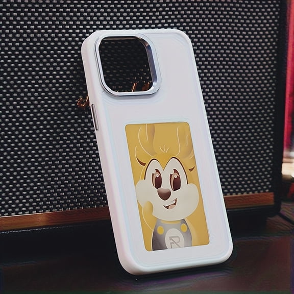 Phone Case: DIY Black Tech E-Ink Screen Phone Case, Work Progress Onto the Case Without Charging, Displaying Photos Directly on Your Phone Case. Compatible with iPhone 16, 16 Pro, 16 Pro Max,