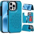 thumbnail image 1 of Phone Case Design for iPhone 16 Pro Flip Folio Wallet Case with Credit Card Holder Slot PU Leather Cases Durable Kickstand Protective Cover for Women Men Girls 6.3 inch Blue, 1 of 6