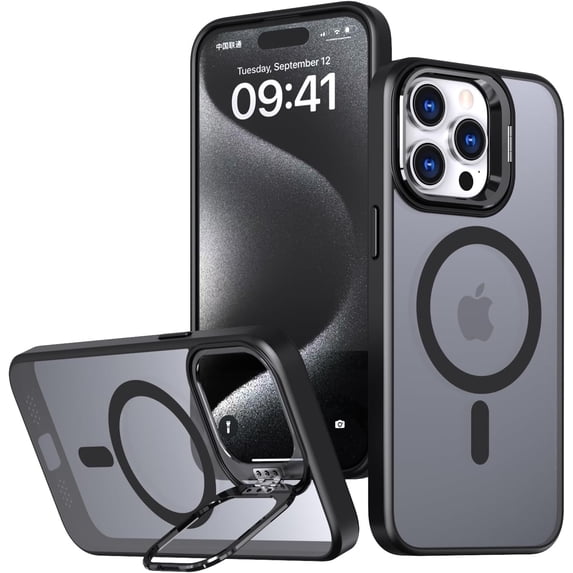 Phone Case Designed for iPhone 11Pro Max Case Magnetic with Kickstand,Slim Shockproof Military protecive Buil-in Camera Ring Stand Cover Case for 11Pro Max 6.5inch (Black)