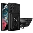 thumbnail image 1 of Phone Case For Samsung Galaxy S23 Ultra with Card Holder + Hydrogel Screen Protector, Black, 1 of 10