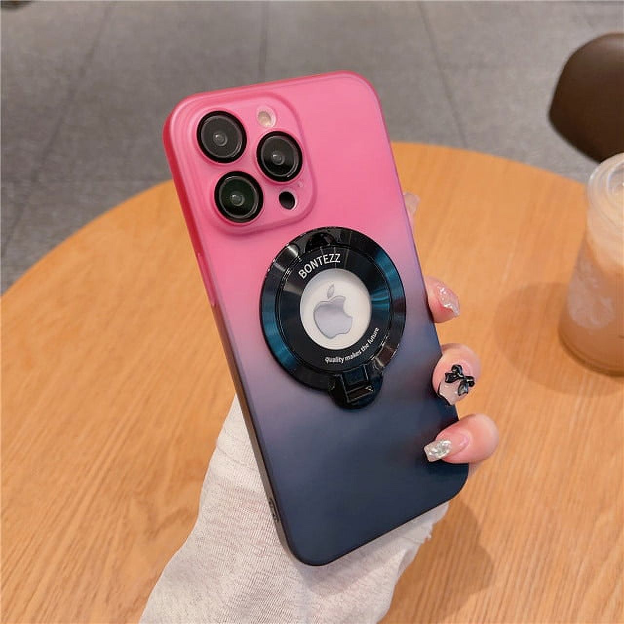 Phone Case For iPhone 14 13 12 Pro Max Plus Luxury Gradient Colorful Matte Cover With Holder