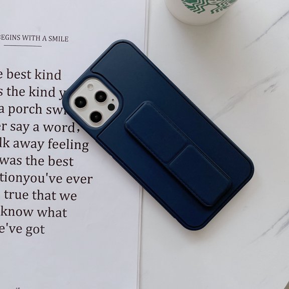 Phone Case, Gaqring Protective Handle Case for 12 Pro Max 6.7 Inch, Wireless Charging Compatible PC Hard Back Cover with Grip Stand Anti-Scratch, Navy