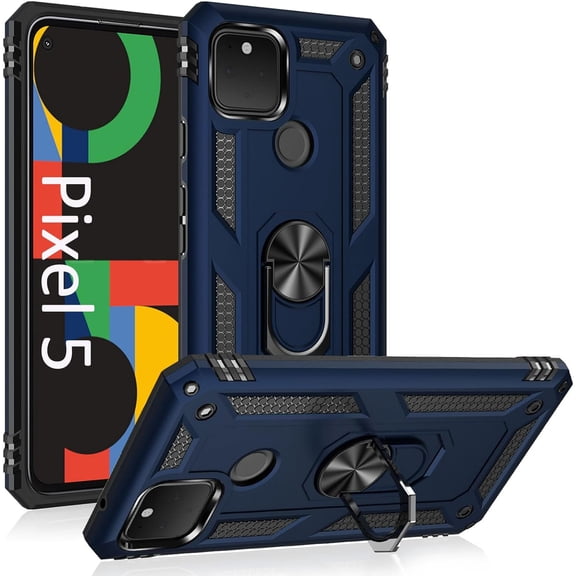 Phone Case for Google 5,Google Pixel 5 Case, [ Military Grade ] 15ft. Drop Tested Protective Case with Magnetic Car Mount Ring Holder Stand Cover for Google Pixel 5 5G - Blue