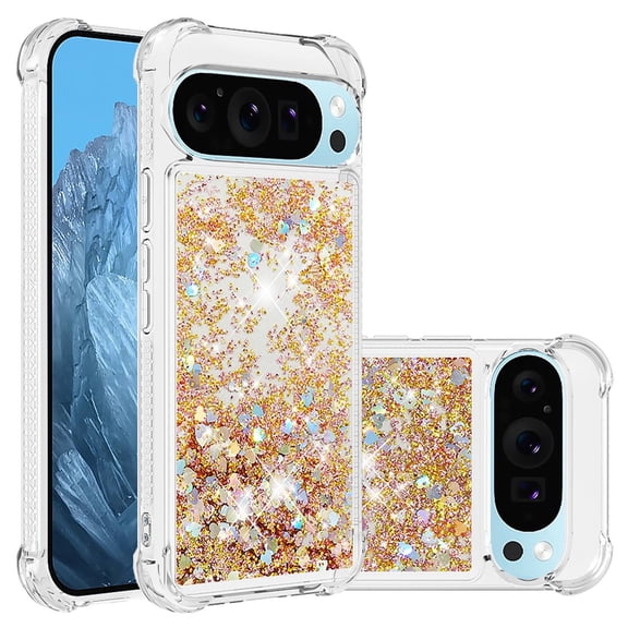 Phone Case for Google Pixel 10 / Pixel 10 Pro Cover Sparkle Glitter Floating Liquid Quicksand Shockproof Soft Silicone TPU Bumper Protective Cover for Pixel 10 / Pixel 10 Pro Case, S2