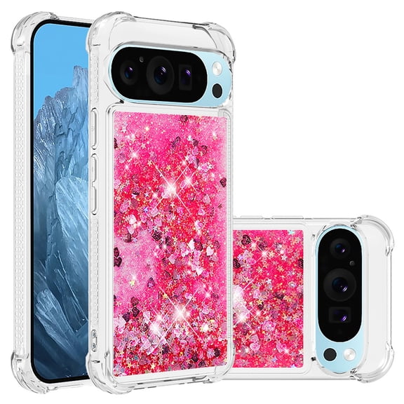 Phone Case for Google Pixel 10 / Pixel 10 Pro Cover Sparkle Glitter Floating Liquid Quicksand Shockproof Soft Silicone TPU Bumper Protective Cover for Pixel 10 / Pixel 10 Pro Case, S4