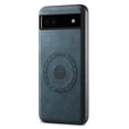 thumbnail image 1 of Phone Case for Google Pixel 6, Strong Magnetic Compatible with Mag-Safe, Vintage PU Leather Men Women Cover, Non-Slip Grip Shockproof Protective Bumper Case for Google Pixel 6, Blue, 1 of 4