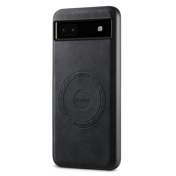 Phone Case for Google Pixel 6a, Strong Magnetic Compatible with Mag-Safe, Vintage PU Leather Men Women Cover, Non-Slip Grip Shockproof Protective Bumper Case for Google Pixel 6a, Black