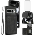 thumbnail image 1 of Phone Case for Google Pixel 7 Pro 5G Wallet Cover with Tempered Glass Screen Protector and Slim Credit Card Holder Stand Magnetic PU Leather Cell Accessories Pixel7Pro Pixel7 XL Seven 7Pro 6.7 Black, 1 of 13