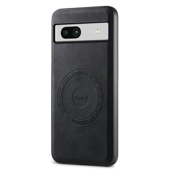 Phone Case for Google Pixel 7A, Strong Magnetic Compatible with Mag-Safe, Vintage PU Leather Men Women Cover, Non-Slip Grip Shockproof Protective Bumper Case for Google Pixel 7A, Black