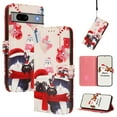 thumbnail image 1 of Phone Case for Google Pixel 7a, Luxury Christmas Pattern Card Slots Cash Pocket Magnetic Clasp Full Body Protection Shockproof Kickstand Wallet Flip Case with Wrist Strap, E, 1 of 8