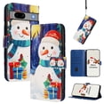 thumbnail image 1 of Phone Case for Google Pixel 7a, Luxury Christmas Pattern Card Slots Cash Pocket Magnetic Clasp Full Body Protection Shockproof Kickstand Wallet Flip Case with Wrist Strap, C, 1 of 8