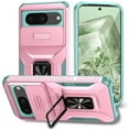 thumbnail image 1 of Phone Case for Google Pixel 8 Case with Sliding Camera Cover, with 360° + 100° Free Rotation Metal Finger Ring Bracket, Fit Magnet Car Mount, 2 In 1 Case Cover for Google Pixel 8, Rosegold, 1 of 8