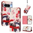 thumbnail image 1 of Phone Case for Google Pixel 8 Pro, Luxury Christmas Pattern Card Slots Cash Pocket Magnetic Clasp Full Body Protection Shockproof Kickstand Wallet Flip Case with Wrist Strap, E, 1 of 8