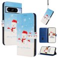thumbnail image 1 of Phone Case for Google Pixel 8 Pro, Luxury Christmas Pattern Card Slots Cash Pocket Magnetic Clasp Full Body Protection Shockproof Kickstand Wallet Flip Case with Wrist Strap, B, 1 of 6