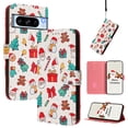 thumbnail image 1 of Phone Case for Google Pixel 8 Pro, Luxury Christmas Pattern Card Slots Cash Pocket Magnetic Clasp Full Body Protection Shockproof Kickstand Wallet Flip Case with Wrist Strap, A, 1 of 8