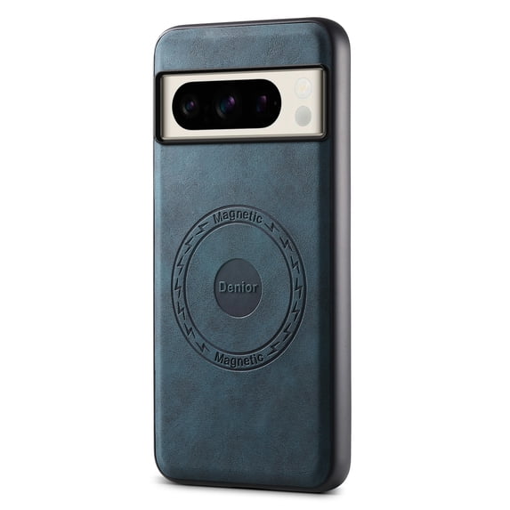 Phone Case for Google Pixel 8 Pro, Strong Magnetic Compatible with Mag-Safe, Vintage PU Leather Men Women Cover, Non-Slip Grip Shockproof Protective Bumper Case for Google Pixel 8 Pro, Blue
