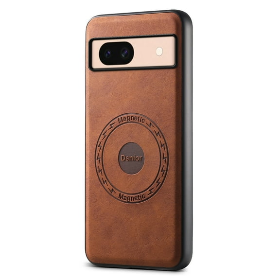Phone Case for Google Pixel 8, Strong Magnetic Compatible with Mag-Safe, Vintage PU Leather Men Women Cover, Non-Slip Grip Shockproof Protective Bumper Case for Google Pixel 8, Brown