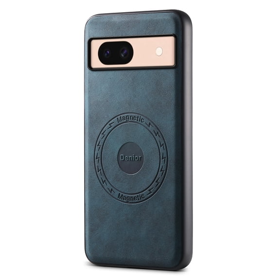 Phone Case for Google Pixel 8A, Strong Magnetic Compatible with Mag-Safe, Vintage PU Leather Men Women Cover, Non-Slip Grip Shockproof Protective Bumper Case for Google Pixel 8A, Blue