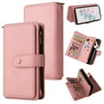 thumbnail image 1 of Phone Case for Google Pixel 8a, Google Pixel 8a Wallet Case, Luxury Folio Flip Leather Cover [Zipper Pocket] [Wrist Strap] [Kickstand] for Google Pixel 8a, Pink, 1 of 10