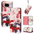 thumbnail image 1 of Phone Case for Google Pixel 8a, Luxury Christmas Pattern Card Slots Cash Pocket Magnetic Clasp Full Body Protection Shockproof Kickstand Wallet Flip Case with Wrist Strap, E, 1 of 8