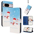 thumbnail image 1 of Phone Case for Google Pixel 8a, Luxury Christmas Pattern Card Slots Cash Pocket Magnetic Clasp Full Body Protection Shockproof Kickstand Wallet Flip Case with Wrist Strap, B, 1 of 6