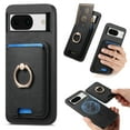 thumbnail image 1 of Phone Case for Google Pixel 8a, Ultra Slim Phone Grip Ring Stand PU Leather Detachable Magnetic Credit Card Holder Drop Protective Case Cover Compatible with Google Pixel 8a, Black, 1 of 7