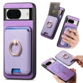 thumbnail image 1 of Phone Case for Google Pixel 8a, Ultra Slim Phone Grip Ring Stand PU Leather Detachable Magnetic Credit Card Holder Drop Protective Case Cover Compatible with Google Pixel 8a, Purple, 1 of 7