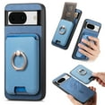 thumbnail image 1 of Phone Case for Google Pixel 8a, Ultra Slim Phone Grip Ring Stand PU Leather Detachable Magnetic Credit Card Holder Drop Protective Case Cover Compatible with Google Pixel 8a, Blue, 1 of 7