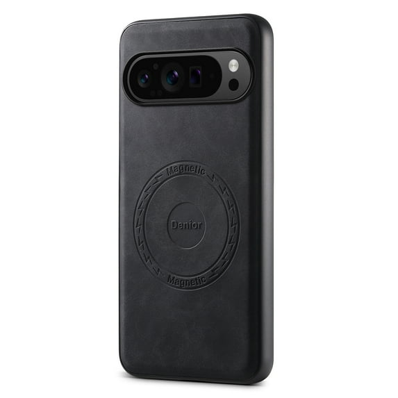 Phone Case for Google Pixel 9 / 9 Pro, Strong Magnetic Compatible with Mag-Safe, Vintage PU Leather Men Women Cover, Non-Slip Grip Shockproof Protective Bumper Case for Pixel 9 Pro XL, Black