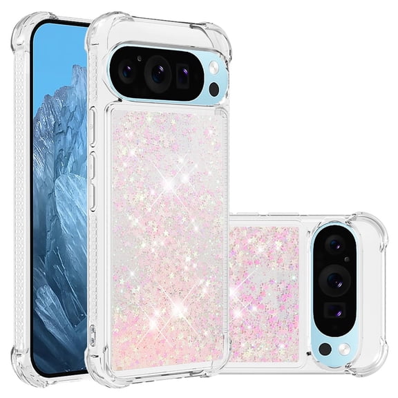 Phone Case for Google Pixel 9 / Pixel 9 Pro Cover Sparkle Glitter Floating Liquid Quicksand Shockproof Soft Silicone TPU Bumper Protective Cover for Google Pixel 9 / Pixel 9 Pro Case