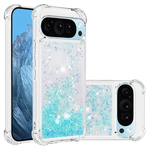 Phone Case for Google Pixel 9 / Pixel 9 Pro Cover Sparkle Glitter Floating Liquid Quicksand Shockproof Soft Silicone TPU Bumper Protective Cover for Google Pixel 9 / Pixel 9 Pro Case