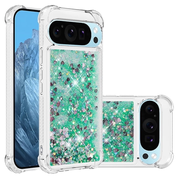 Phone Case for Google Pixel 9 / Pixel 9 Pro Cover Sparkle Glitter Floating Liquid Quicksand Shockproof Soft Silicone TPU Bumper Protective Cover for Google Pixel 9 / Pixel 9 Pro Case