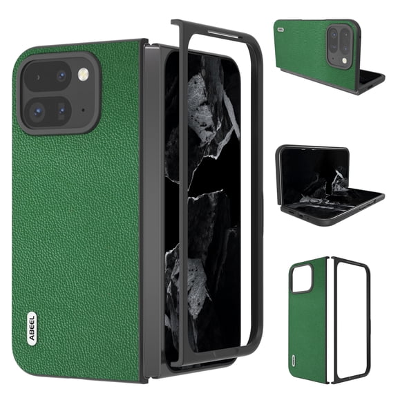 Phone Case for Google Pixel 9 Pro Fold Case, Slim Thin Lightweight Protective Phone Case with Non-Slip Leather Back Cover with Silver Electroplated Frame for Google Pixel 9 Pro Fold,Green
