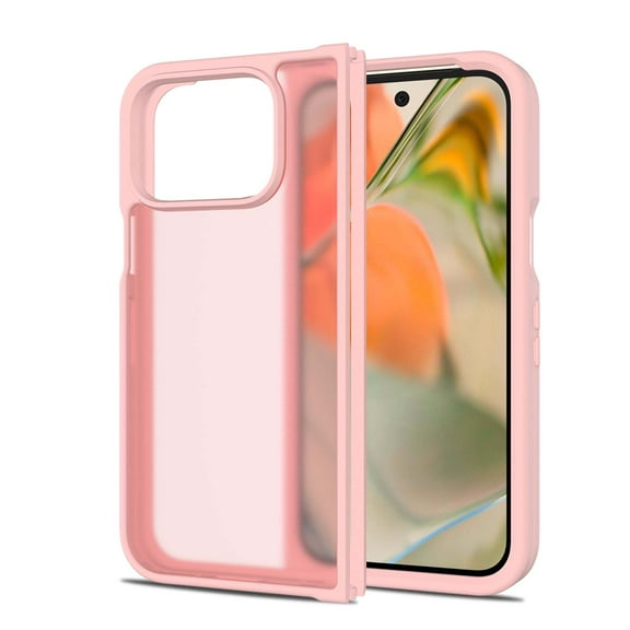 Phone Case For Google Pixel 9 Pro Fold,Translucent Magnetic Phone Case for Women Men Anti-Fingerprints Shockproof Protective Ultra Slim Rugged Anti-fall Phone Case Cover,Pink