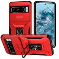 thumbnail image 1 of Phone Case for Google Pixel 9 / 9 Pro with Sliding Camera Cover, with 360° + 100° Free Rotation Metal Finger Ring Bracket, Fit Magnet Car Mount, 2 In 1 Case Cover for Google Pixel 9 / 9 Pro, Red, 1 of 8