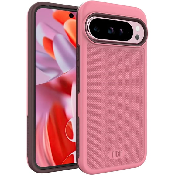 TUDIA MergeGrip Google Pixel 9 Pro XL Case Drop Tested Heavy Duty - Smokey Pink