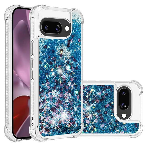 Phone Case for Google Pixel 9A Cover Sparkle Glitter Floating Liquid Quicksand Shockproof Soft Silicone TPU Bumper Protective Cover for Google Pixel 9A Case, S5